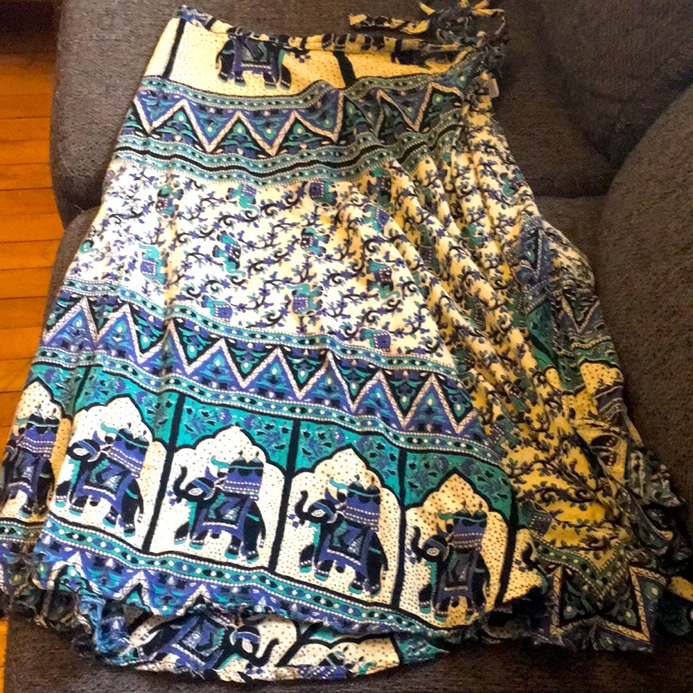 Elephant Wrap Around Midi Skirt 100% Algodon  For Elephant Lovers!!!